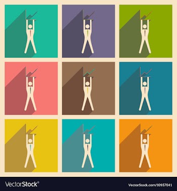 Modern flat icons collection with shadow vector image