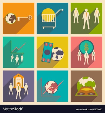 Modern flat icons collection with shadow vector image