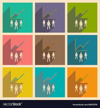 Modern flat icons collection with shadow vector image