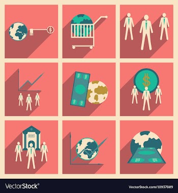 Modern flat icons collection with shadow vector image