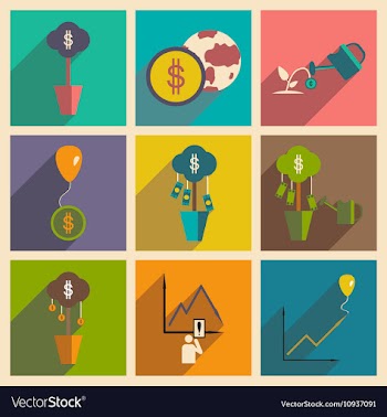 Modern flat icons collection with shadow vector image