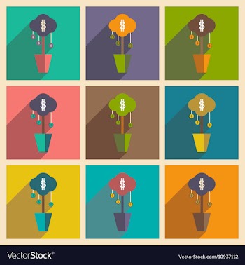 Modern flat icons collection with shadow vector image