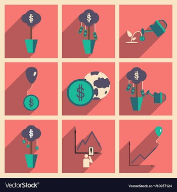 Modern flat icons collection with shadow vector image