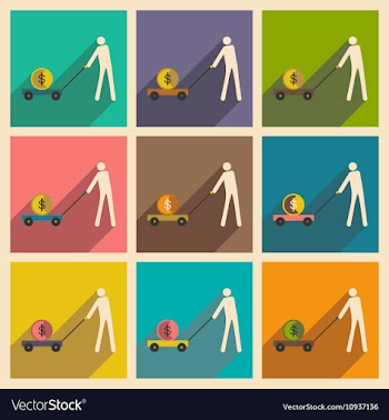 Modern flat icons collection with shadow vector image