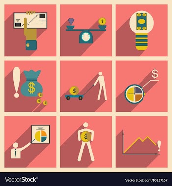 Modern flat icons collection with shadow vector image