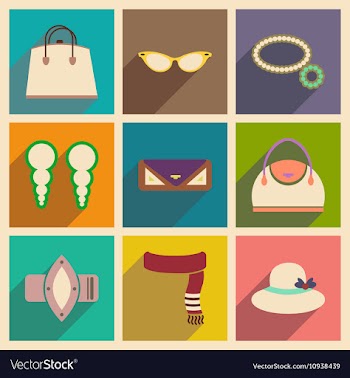 Modern flat icons collection with shadow vector image