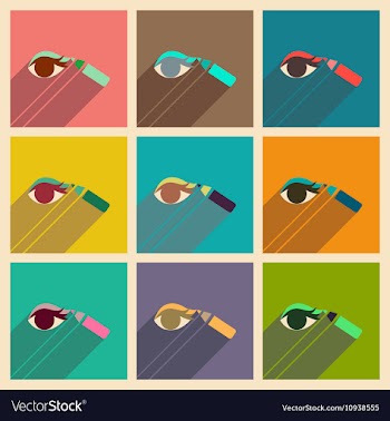 Modern flat icons collection with shadow vector image