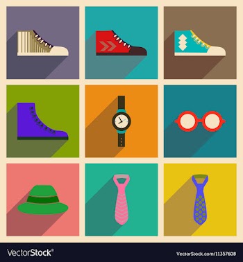 Modern flat icons collection with shadow vector image