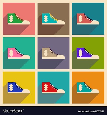 Modern flat icons collection with shadow vector image