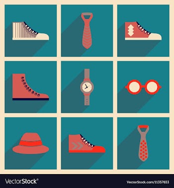 Modern flat icons collection with shadow vector image