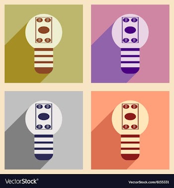 Modern flat icons collection with shadow vector image