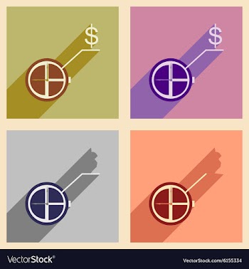 Modern flat icons collection with shadow vector image