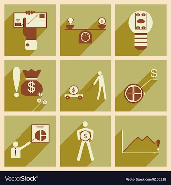 Modern flat icons collection with shadow vector image
