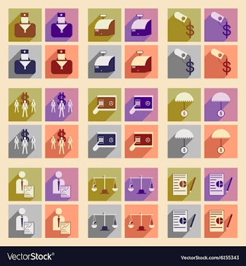 Modern flat icons collection with shadow vector image