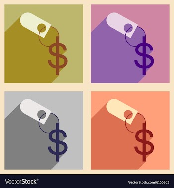 Modern flat icons collection with shadow vector image