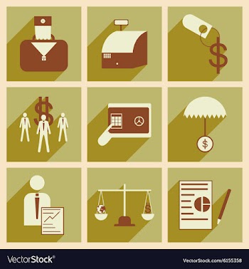 Modern flat icons collection with shadow vector image