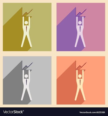 Modern flat icons collection with shadow vector image