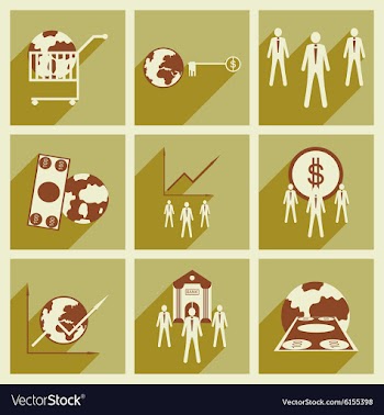 Modern flat icons collection with shadow vector image