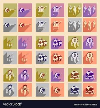 Modern flat icons collection with shadow vector image