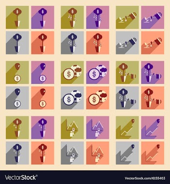 Modern flat icons collection with shadow vector image