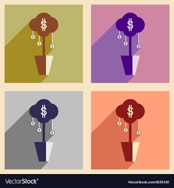 Modern flat icons collection with shadow vector image