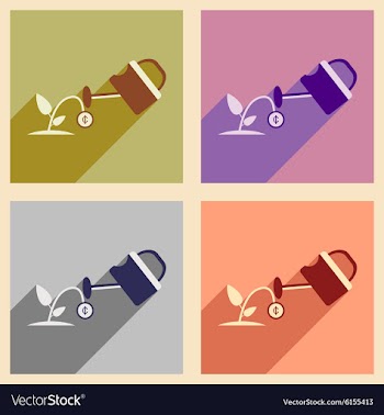 Modern flat icons collection with shadow vector image