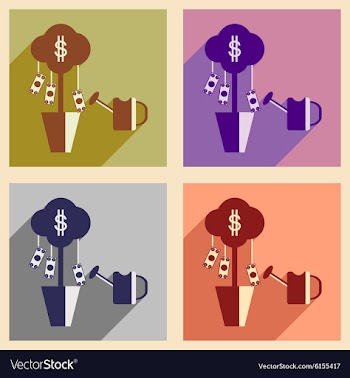 Modern flat icons collection with shadow vector image
