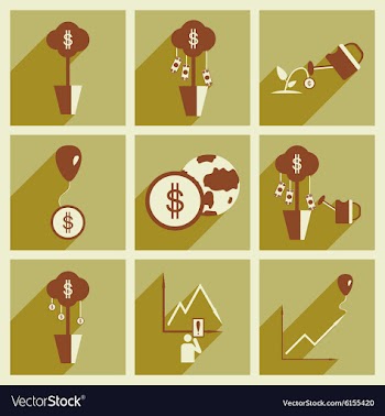 Modern flat icons collection with shadow vector image