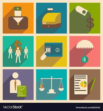 Modern flat icons collection with shadow vector image