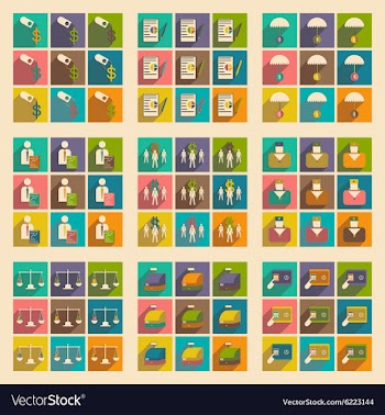 Modern flat icons collection with shadow vector image