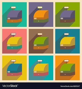 Modern flat icons collection with shadow vector image