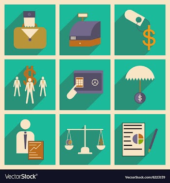 Modern flat icons collection with shadow vector image