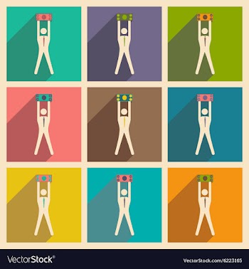 Modern flat icons collection with shadow vector image
