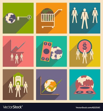Modern flat icons collection with shadow vector image