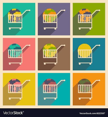 Modern flat icons collection with shadow vector image