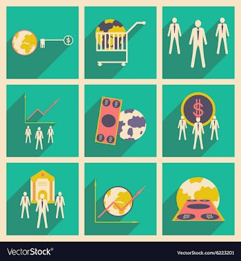 Modern flat icons collection with shadow vector image