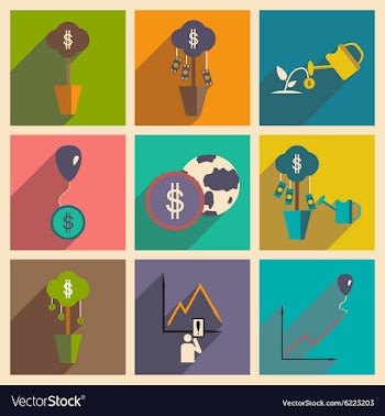 Modern flat icons collection with shadow vector image