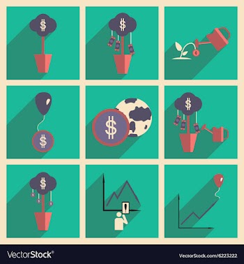 Modern flat icons collection with shadow vector image