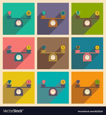Modern flat icons collection with shadow vector image