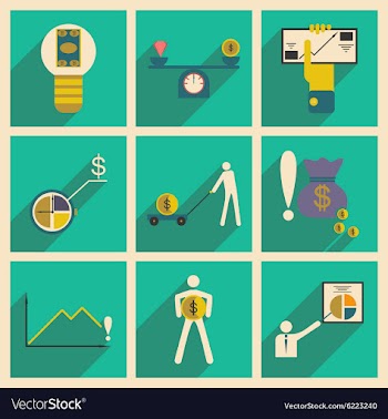 Modern flat icons collection with shadow vector image