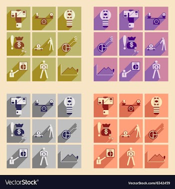 Modern flat icons collection with shadow vector image