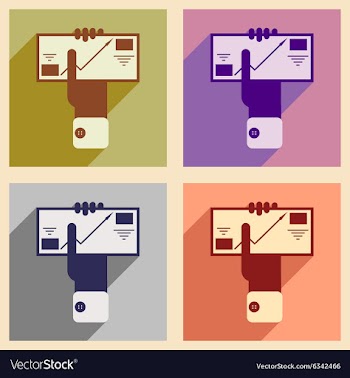 Modern flat icons collection with shadow vector image