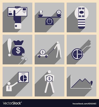 Modern flat icons collection with shadow vector image