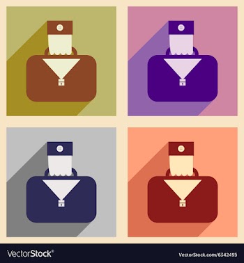 Modern flat icons collection with shadow vector image