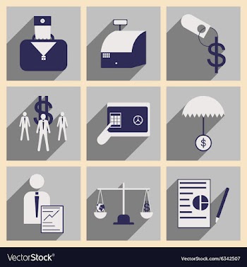 Modern flat icons collection with shadow vector image