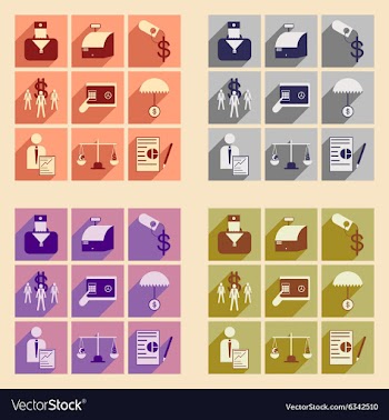 Modern flat icons collection with shadow vector image