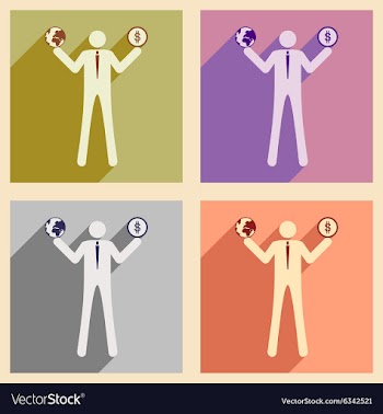 Modern flat icons collection with shadow vector image