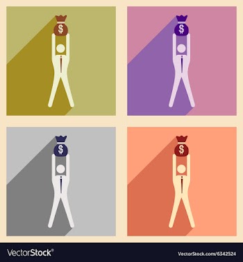 Modern flat icons collection with shadow vector image
