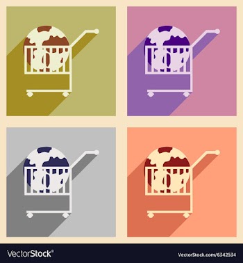 Modern flat icons collection with shadow vector image