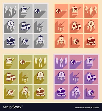 Modern flat icons collection with shadow vector image